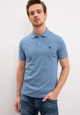 Erkek İndigo Polo Yaka T-Shirt Basic - 50217612170