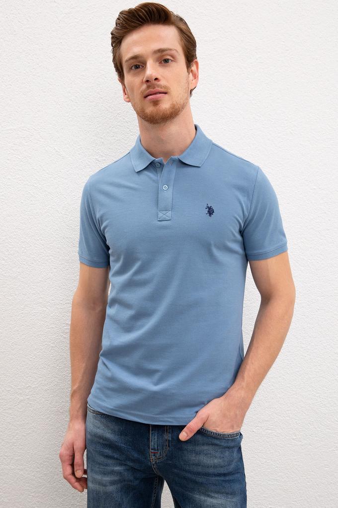 Erkek İndigo Polo Yaka T-Shirt Basic