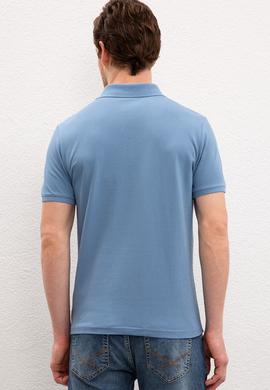 Erkek İndigo Polo Yaka T-Shirt Basic - 50217612170