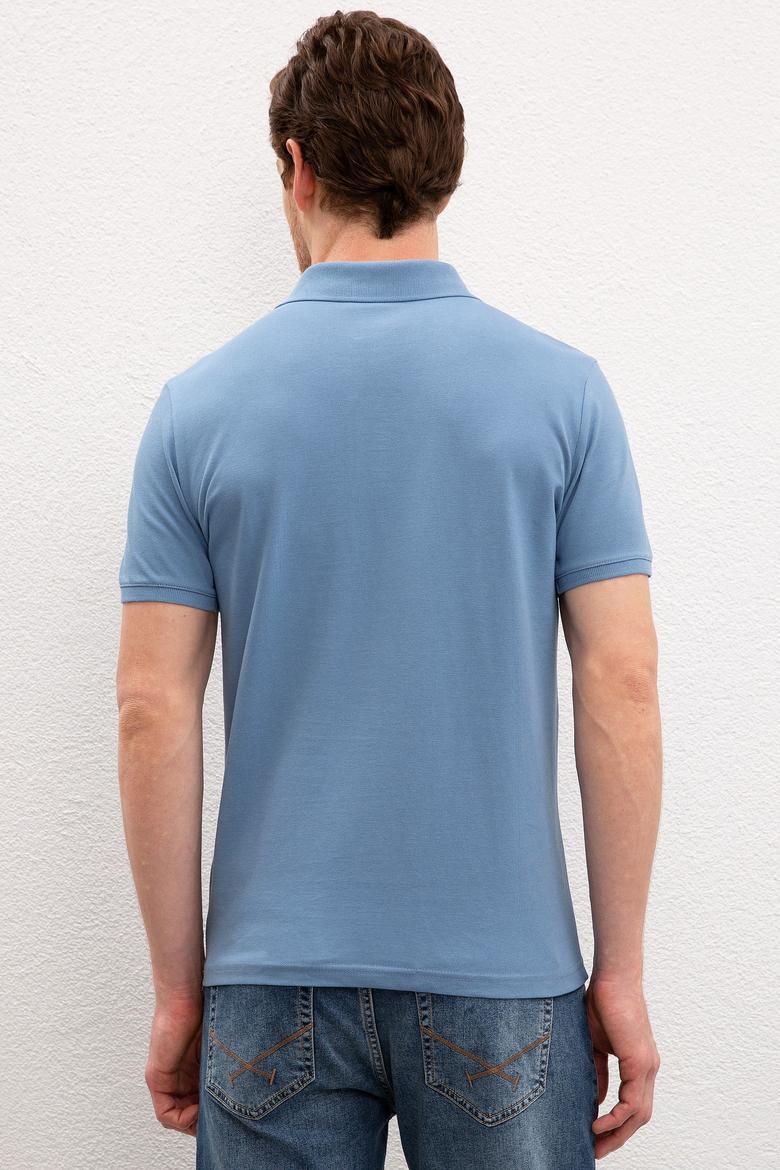 Erkek İndigo Polo Yaka T-Shirt Basic - 50217612170