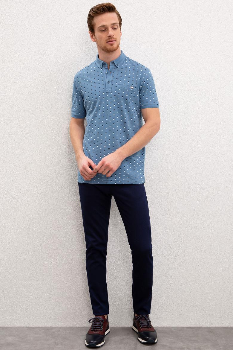 Erkek İndigo Polo Yaka Tişört - 50219170023