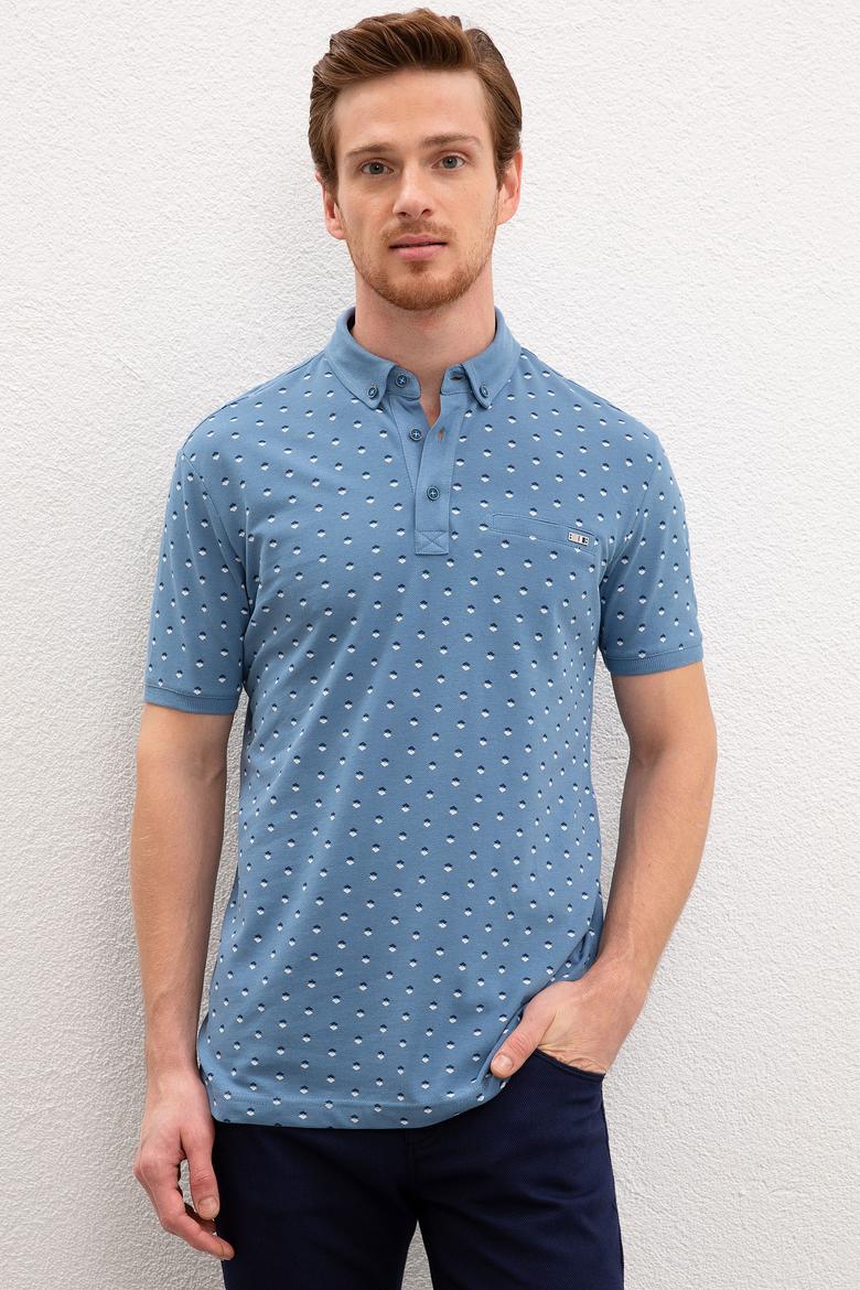 Erkek İndigo Polo Yaka Tişört
