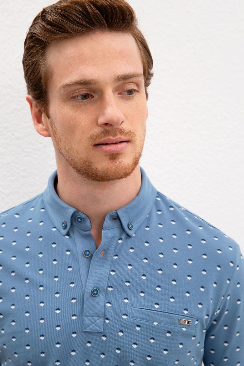 Erkek İndigo Polo Yaka Tişört - 50219170023