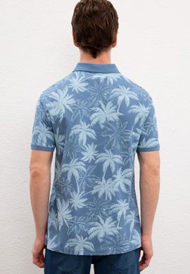 Erkek İndigo Polo Yaka Tişört - 50219245034