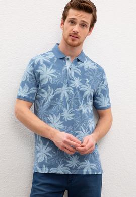 Erkek İndigo Polo Yaka Tişört - 50219245034