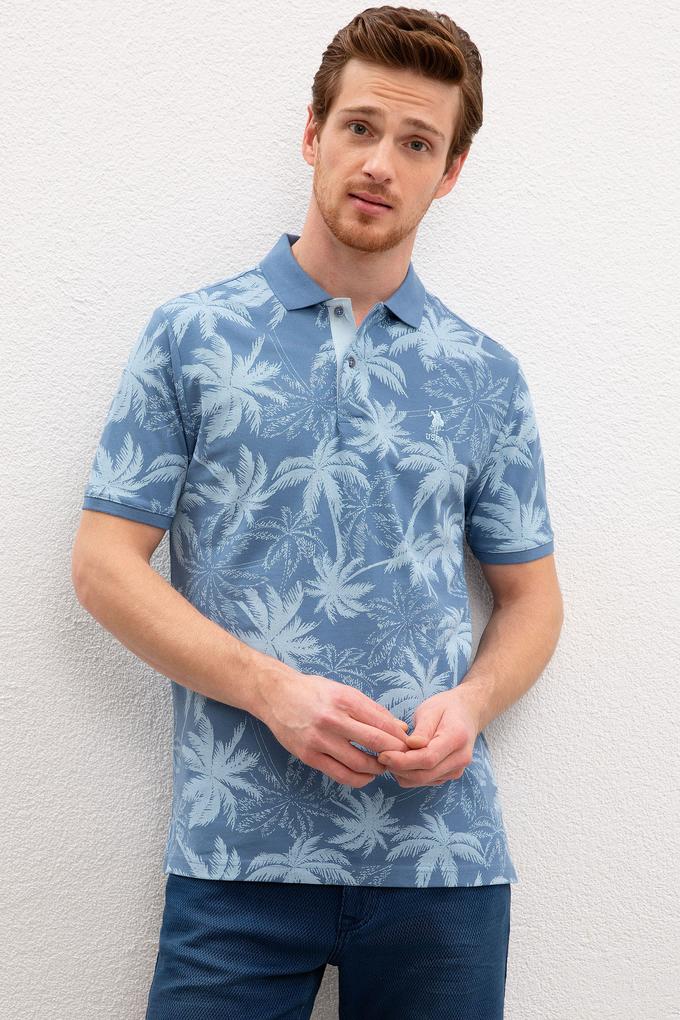 Erkek İndigo Polo Yaka Tişört