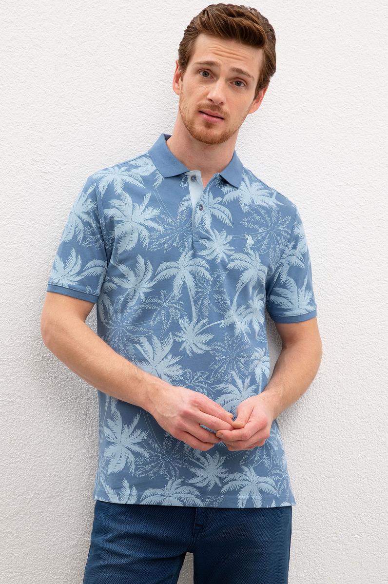 Erkek İndigo Polo Yaka Tişört