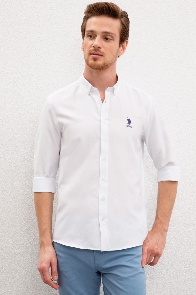Erkek Beyaz Gömlek Uzunkol Basic