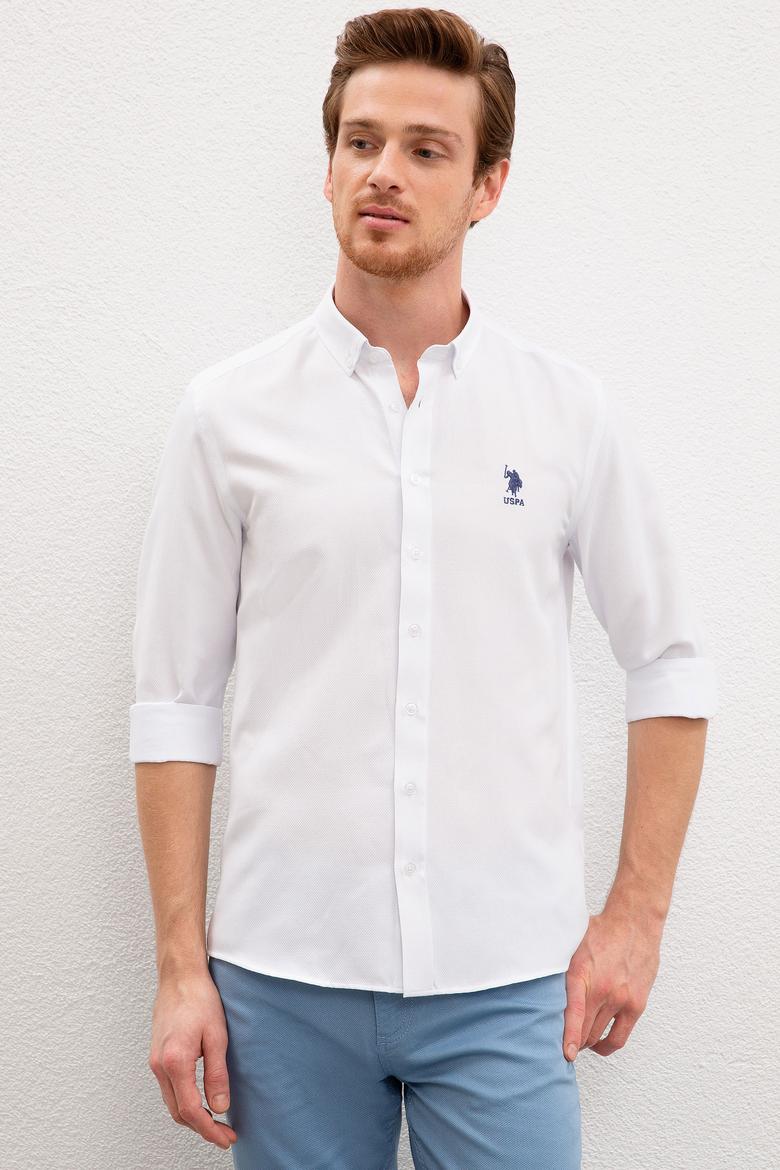 Erkek Beyaz Gömlek Uzunkol Basic