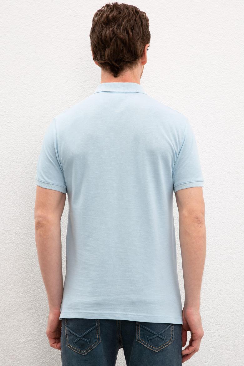 Erkek Açık İndigo Polo Yaka Tişört - 50219119050