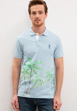 Erkek Açık İndigo Polo Yaka Tişört - 50219119050