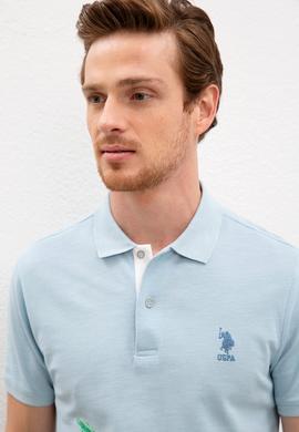 Erkek Açık İndigo Polo Yaka Tişört - 50219119050