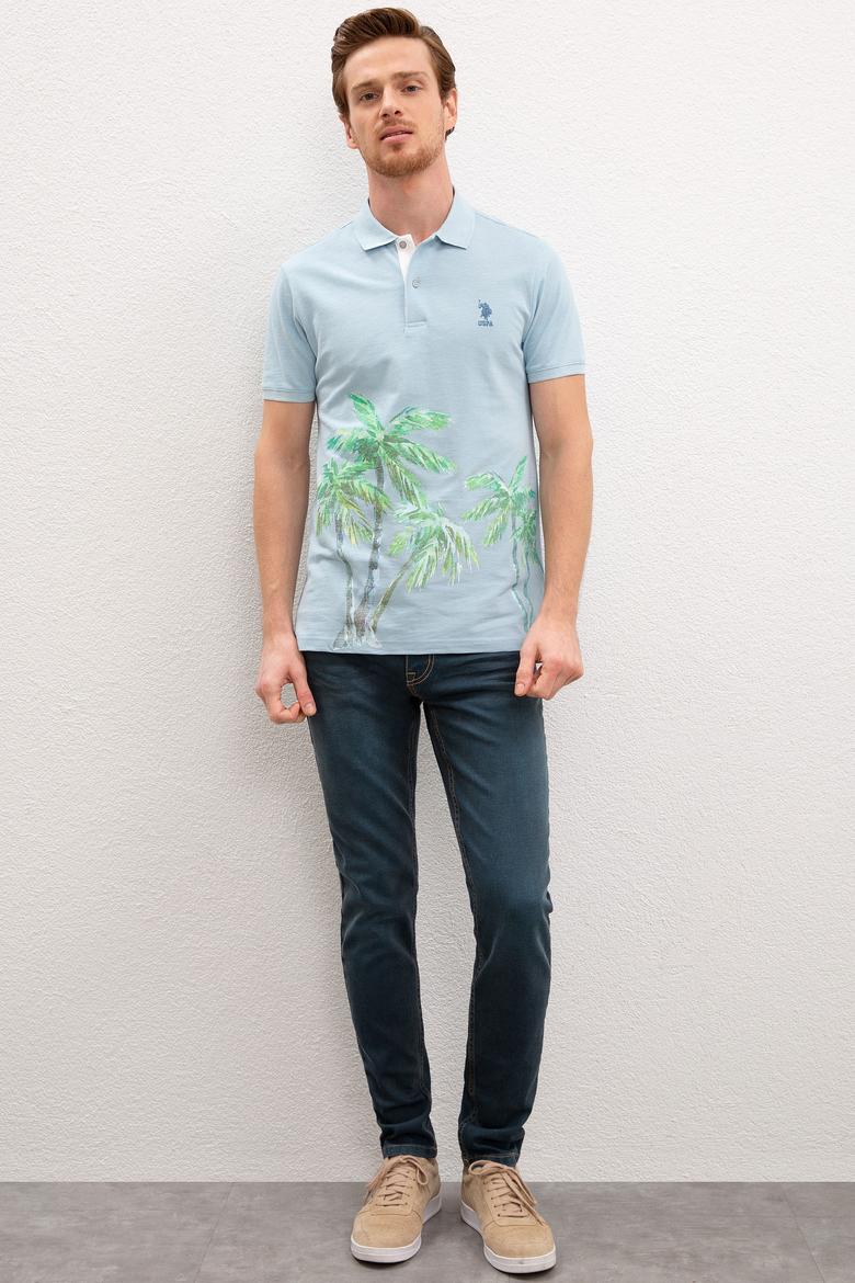 Erkek Açık İndigo Polo Yaka Tişört - 50219119050