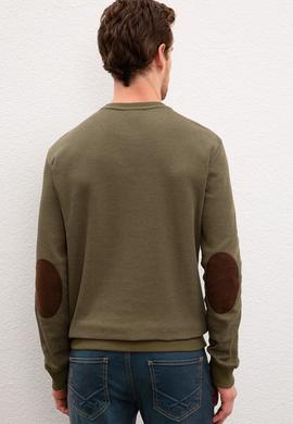 Erkek Koyu Haki Bisiklet Yaka Sweatshirt - 50207889013