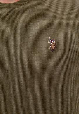 Erkek Koyu Haki Bisiklet Yaka Sweatshirt - 50207889013