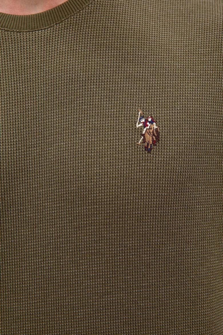 Erkek Koyu Haki Bisiklet Yaka Sweatshirt - 50207889013