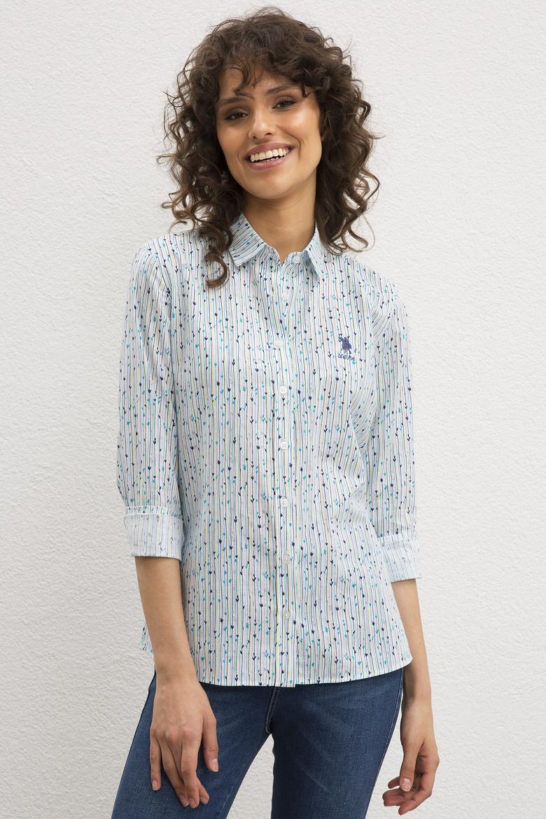 Kadın Mavi Gömlek Uzunkol