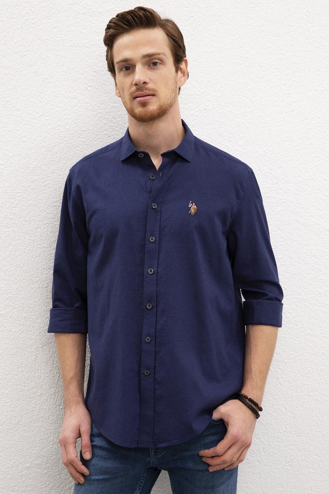 Erkek Lacivert Gömlek Uzunkol Basic
