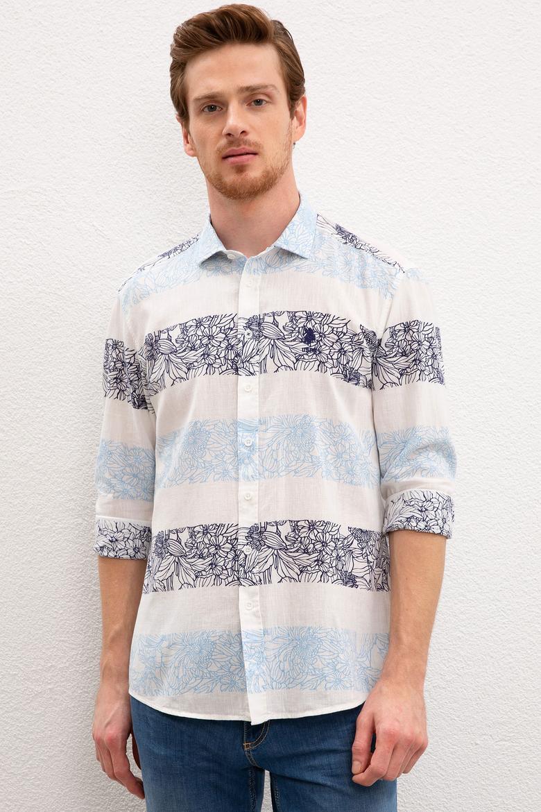 Erkek Mavi Gömlek Uzunkol