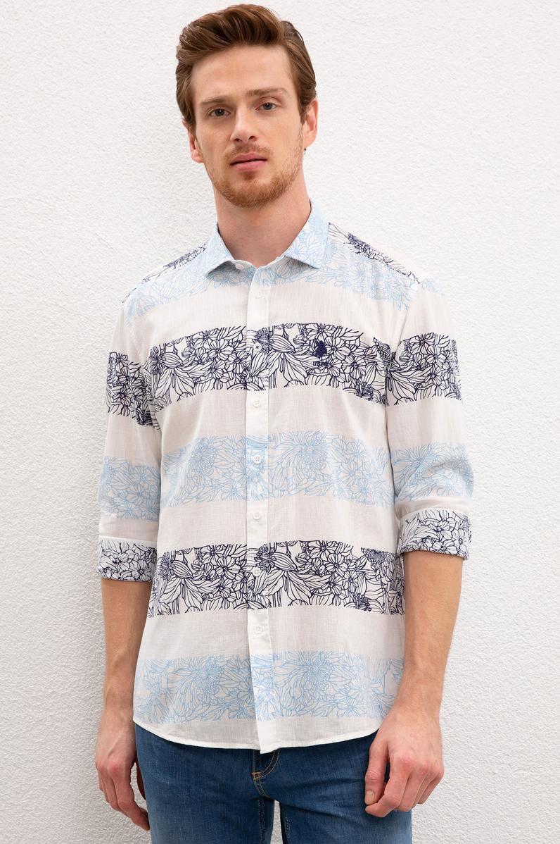 Erkek Mavi Gömlek Uzunkol