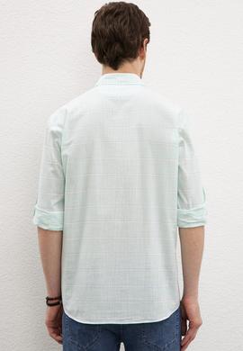 Erkek Yeşil Yatay Çizgili Gömlek Uzunkol - 50218761013