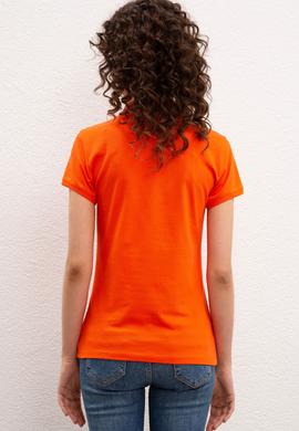 Kadın Nar Çiçeği Basic Polo Yaka Tişört - 50222743082