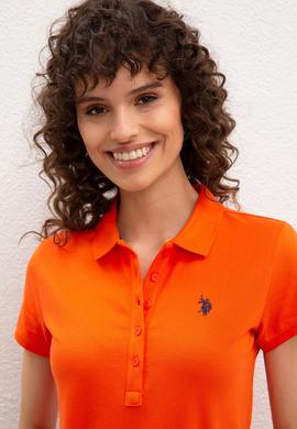 Kadın Nar Çiçeği Basic Polo Yaka Tişört - 50222743082