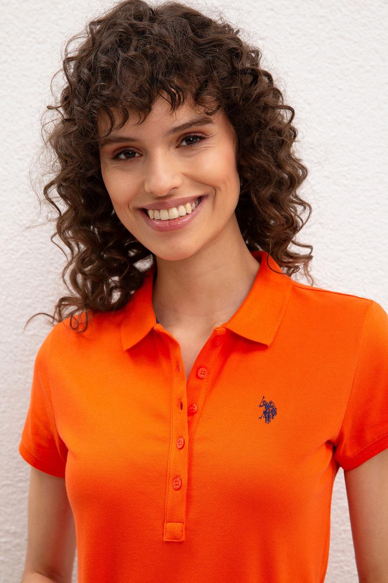 Kadın Nar Çiçeği Basic Polo Yaka Tişört - 50222743082