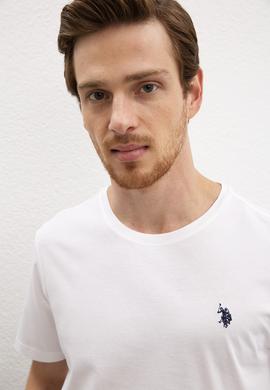 Erkek Beyaz Bisiklet Yaka T-Shirt Basic - 50222609002