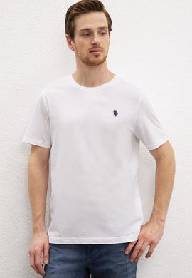 Erkek Beyaz Bisiklet Yaka T-Shirt Basic - 50222609002