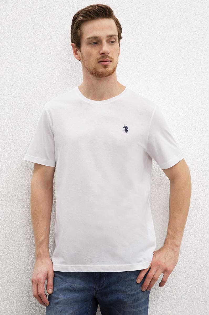 Erkek Beyaz Bisiklet Yaka T-Shirt Basic