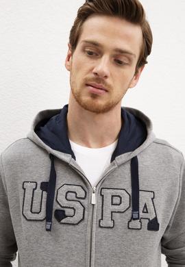 Erkek Gri Melanj Kapüşonlu Fermuarlı Sweatshirt - 50207307048