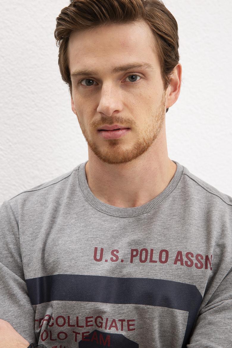 Erkek Gri Melanj Bisiklet Yaka Sweatshirt - 50208655021