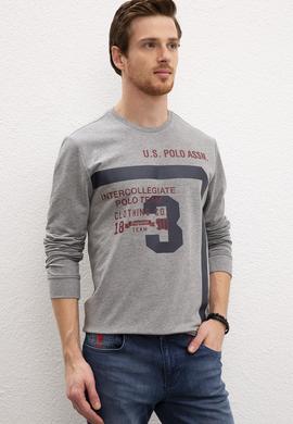 Erkek Gri Melanj Bisiklet Yaka Sweatshirt - 50208655021