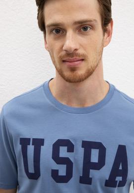 Erkek İndigo Bisiklet Yaka T-Shirt Basic - 50216452046