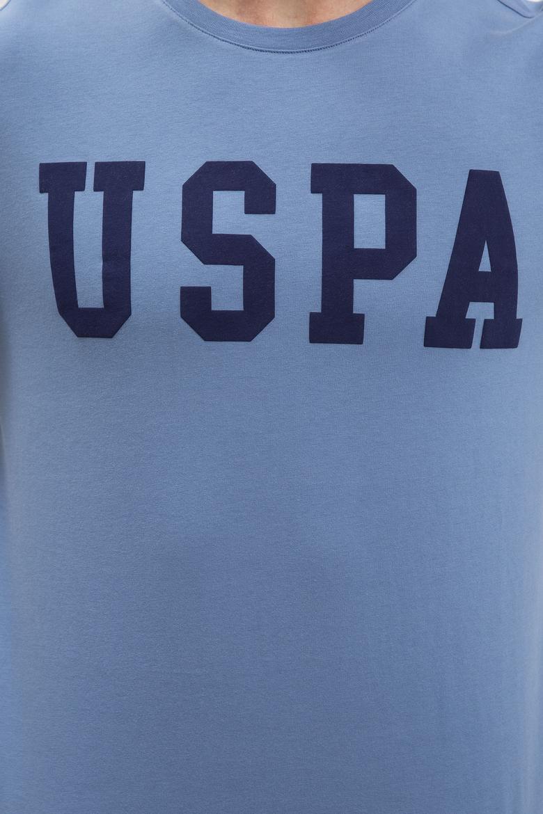 Erkek İndigo Bisiklet Yaka T-Shirt Basic - 50216452046