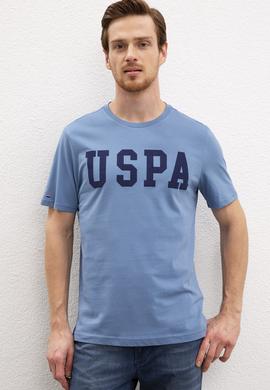 Erkek İndigo Bisiklet Yaka T-Shirt Basic - 50216452046