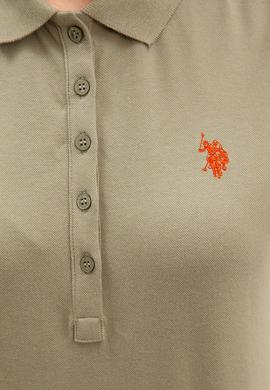 Kadın Haki Basic Polo Yaka Tişört - 50222743010