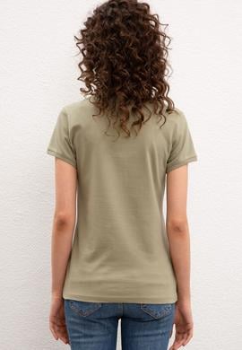 Kadın Haki Basic Polo Yaka Tişört - 50222743010
