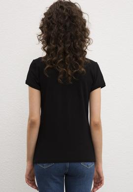 Kadın Siyah Basic Polo Yaka Tişört - 50217591042