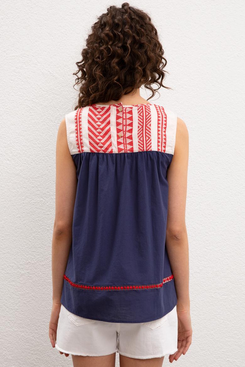 Kadın Lacivert Gömlek Kısakol - 50218826003