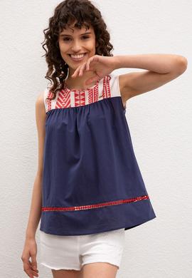 Kadın Lacivert Gömlek Kısakol - 50218826003