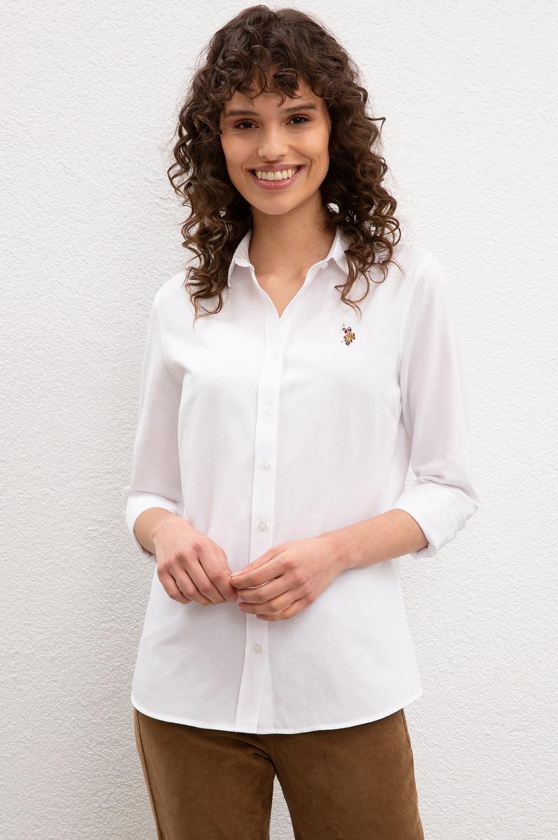 Kadın Beyaz Gömlek Uzunkol Basic
