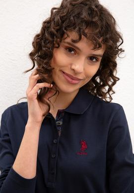 Kadın Lacivert Basic Polo Yaka Sweatshirt - 50205969118