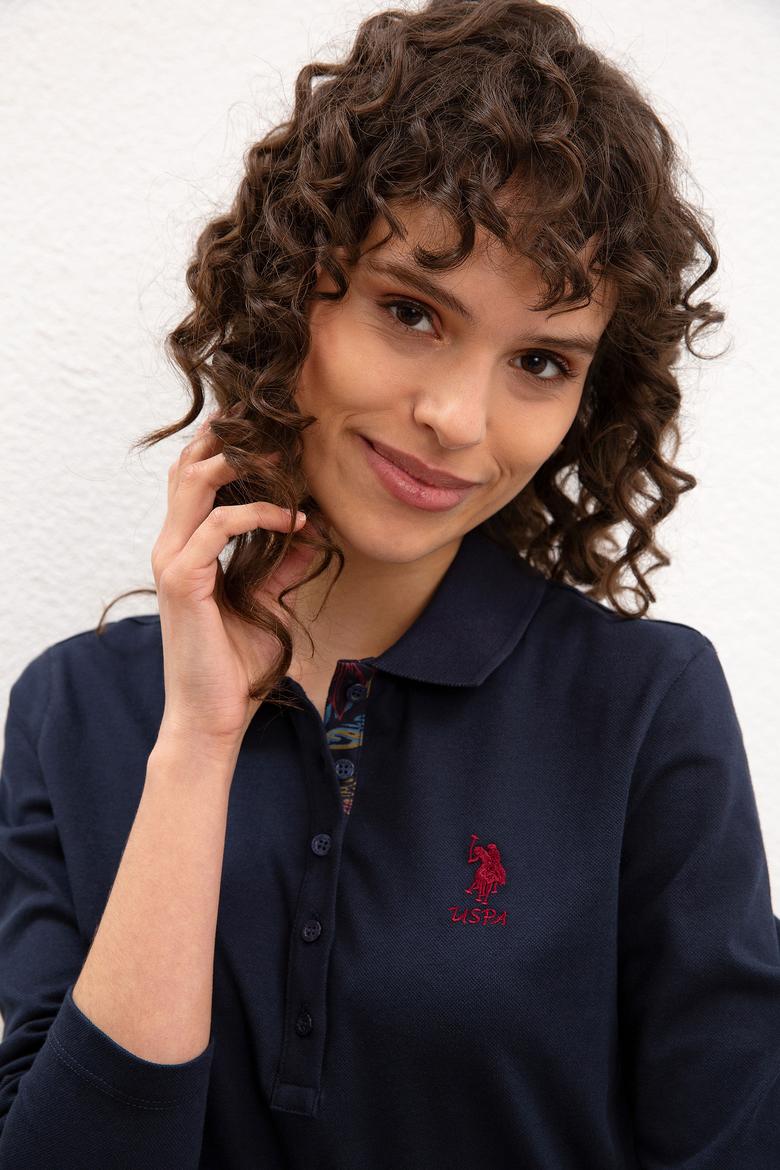 Kadın Lacivert Basic Polo Yaka Sweatshirt - 50205969118