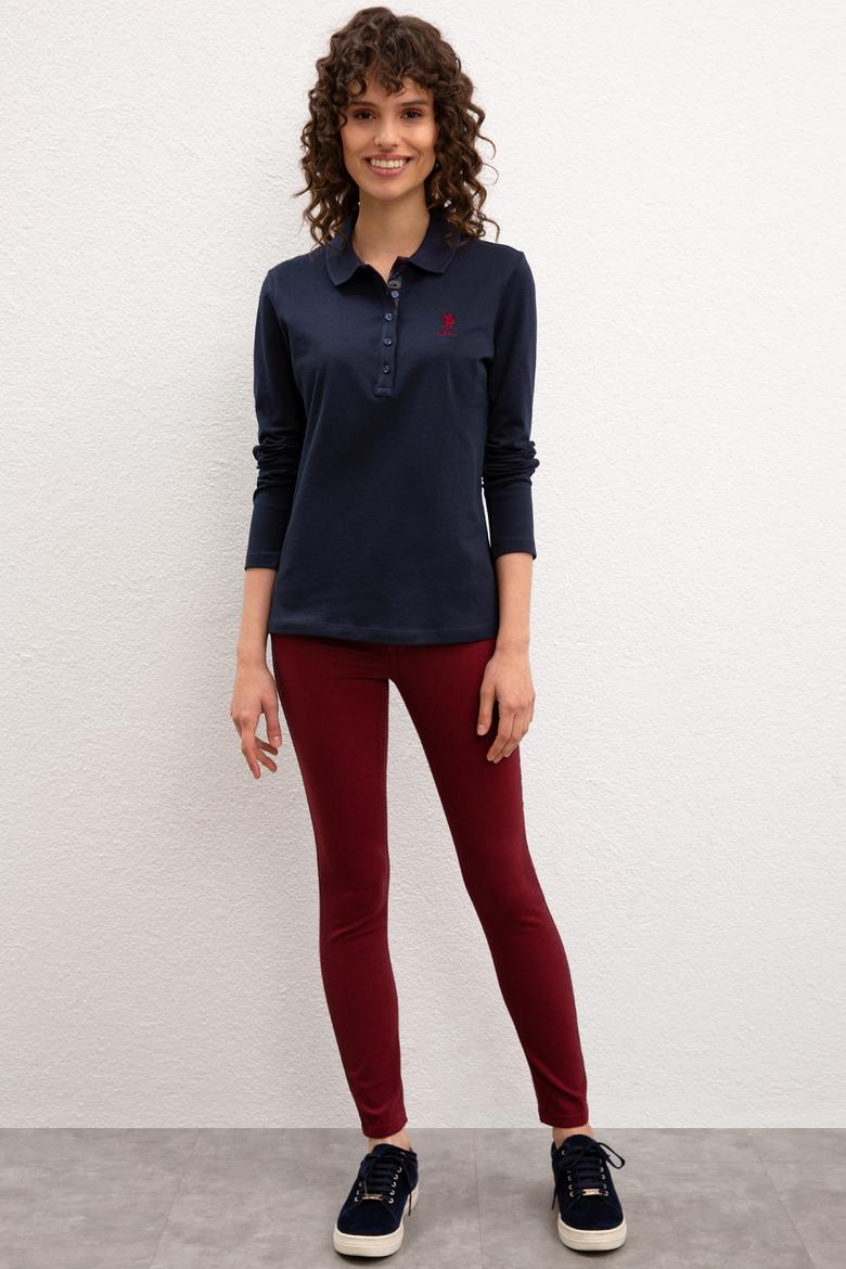 Kadın Lacivert Basic Polo Yaka Sweatshirt - 50205969118