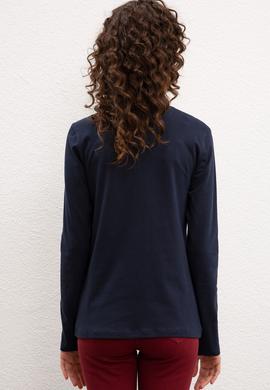 Kadın Lacivert Basic Polo Yaka Sweatshirt - 50205969118