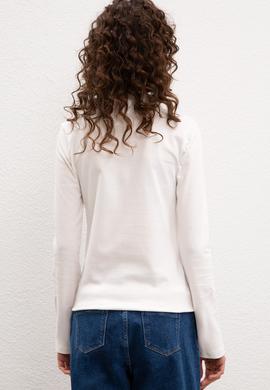 Kadın Ekru Basic Polo Yaka Sweatshirt - 50205969152