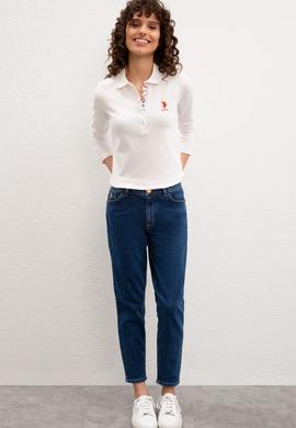 Kadın Ekru Basic Polo Yaka Sweatshirt - 50205969152