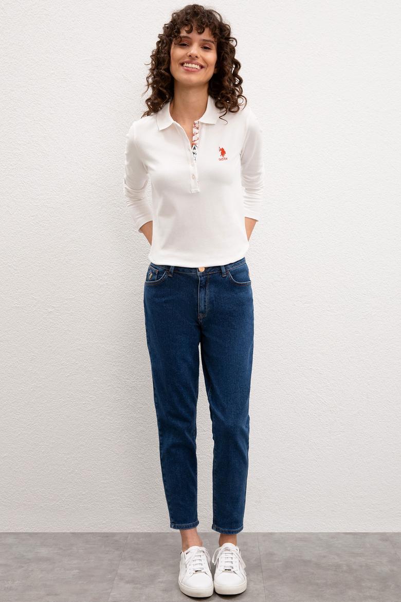 Kadın Ekru Basic Polo Yaka Sweatshirt - 50205969152